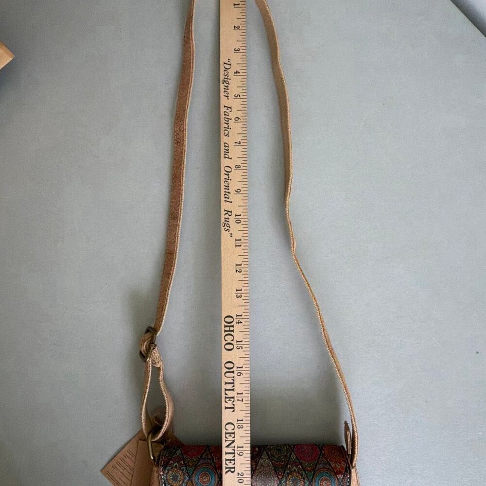 Natural Cork Crossbody Bag Portugal Boho Mandala Vegan Small Shoulder Purse New - Picture 4 of 13